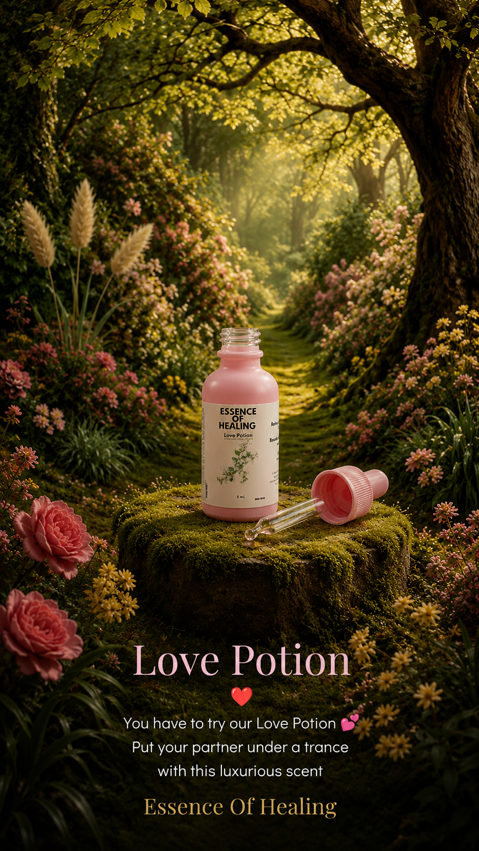 Aceite corporal con aroma a poción de amor